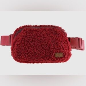 C.C Sherpa Belt Bag Crossbody in Burgundy/Red NWOT